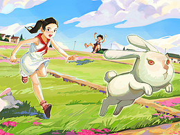 《一瞬间》系列3，抓野兔