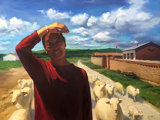 油画《望》