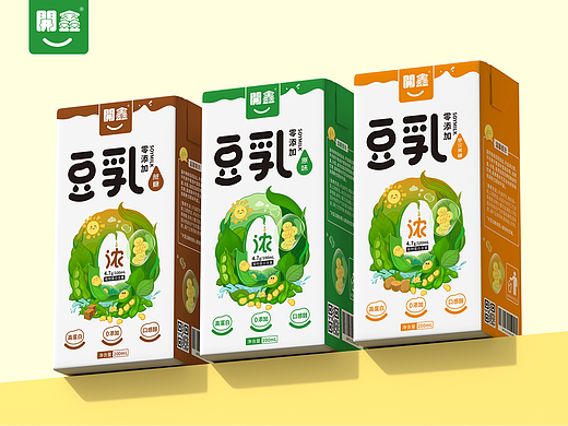 開鑫浓豆乳包装设计丨浓豆乳·0添加