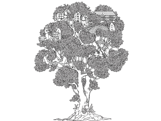 茶马古道 茶树 插画
