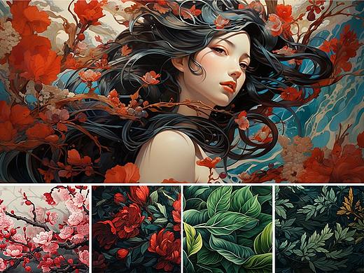 无版权高清图/插画风/花草背景第一期