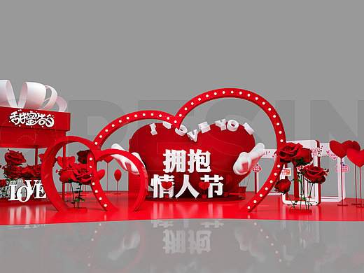 商场情人节美陈效果图