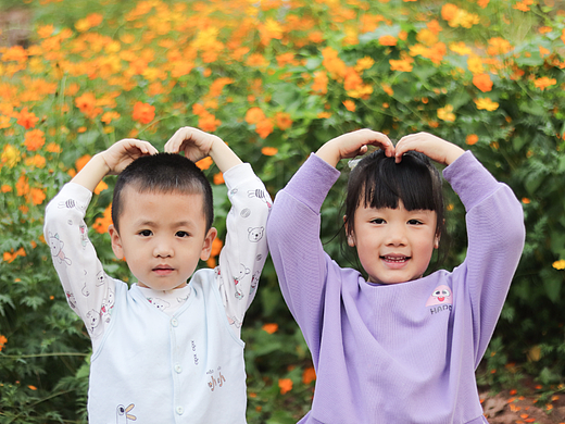 秋日花海里的小可爱