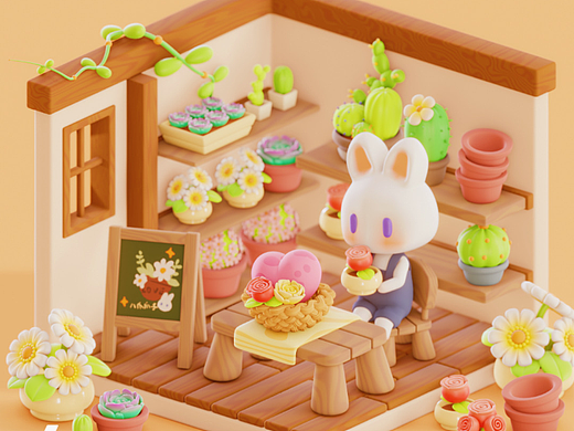 Blender春日创作打卡挑战-鲜花小铺