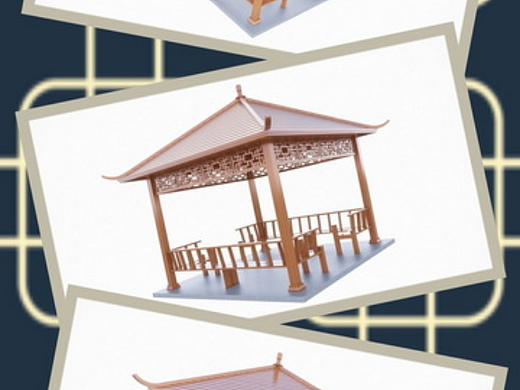 全铝中式凉亭效果图设计P1123