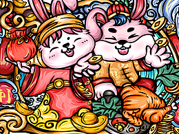 兔年国潮插画