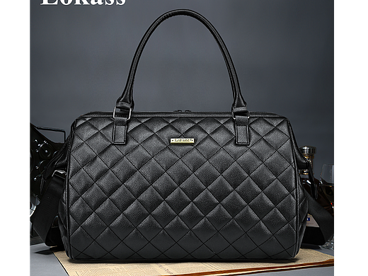 菱形皮革旅行单肩包