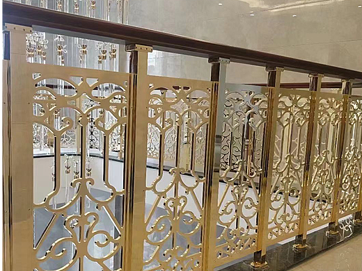 实心铜雕花楼梯护栏 镀铜中式护栏各大效果图片