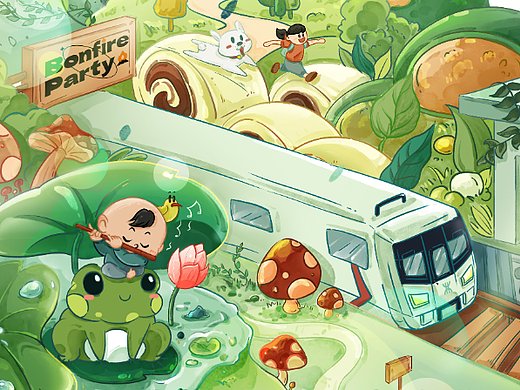 深圳地铁 清明时节插画海报设计