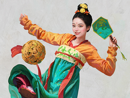 宫廷蹴鞠 女子预备役（个人主页-ZNjgwNjk2MzY=） - 创作习作 - 站酷设计师鹿野fb原创素材 - 站酷ZCOOL