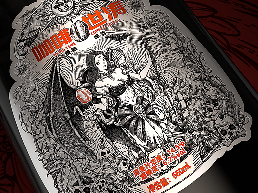 黑十一｜天使恶魔精酿啤酒包装点绘插画