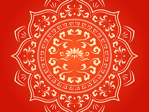 原创中式吉祥纹祥云莲花纹样