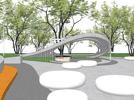 街角口袋公园景观SU模型下载