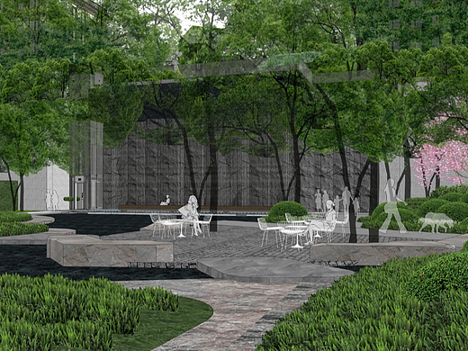 现代居住区中轴景观SU模型下载