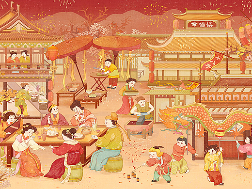 阳江十八子集团新年礼盒包装&明信片国风插画