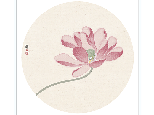 中式禅意工笔荷花插画