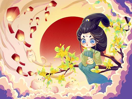 中秋（個人主頁-ZNjI3MzI0NDA=） - 商業(yè)插畫 - 站酷設計師Z481285242原創(chuàng)素材 - 站酷ZCOOL