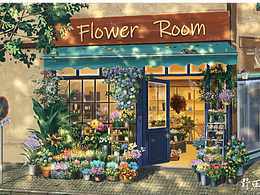 画一间花店，画上我的猫