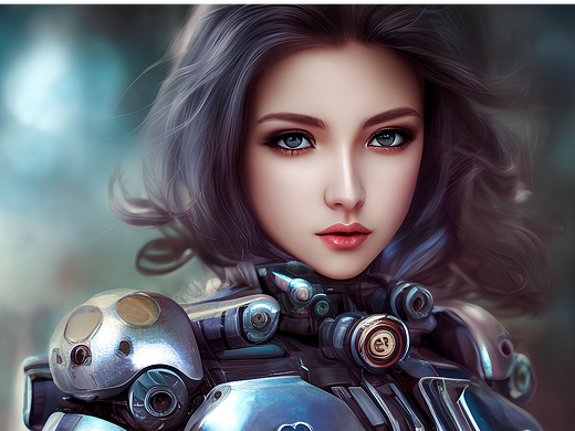 机械女孩插画