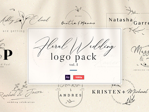 AE模板 | 结婚字幕模板婚礼花卉标题片头婚庆特效片头