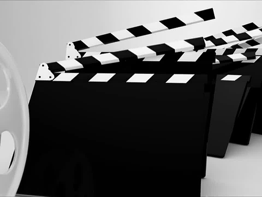 PR模板 | 3D黑白电影胶带卷LOGO标志显示