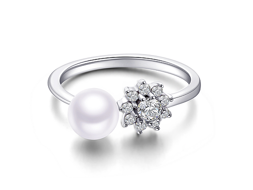 珍珠银戒指/白底图/场景图