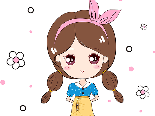 小女孩电脑手绘艺术插画卡通形象