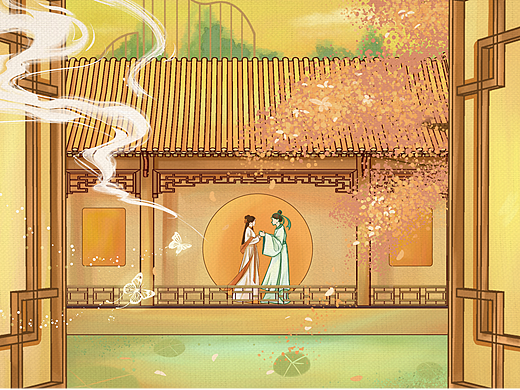 梁山伯与祝英台系列插画设计