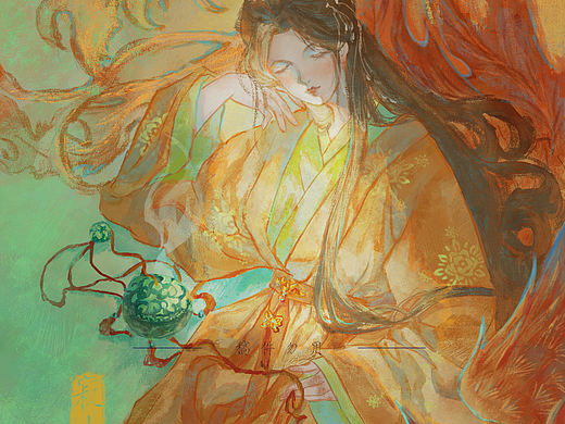 古风插画，十大雅事之焚香