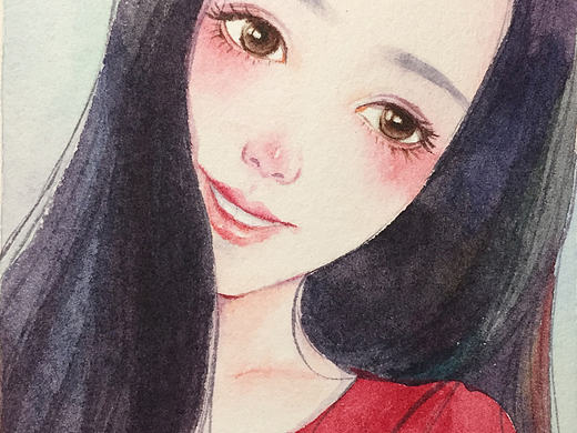 【小熊猫】水彩手绘人物水彩教程人物卡通头像手绘水彩步骤