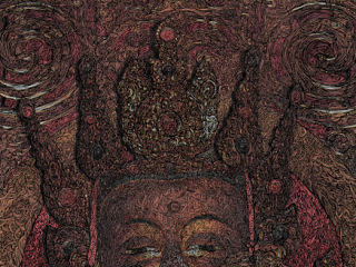 臧金龙重彩钢笔画作品《佛祖》