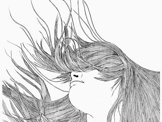 个性 插画 黑白  手绘  构成  自由  线条 头发 洒脱  点 曲线 面  后期  内心 动感 