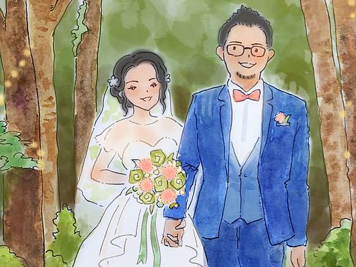 给朋友画的婚礼请柬