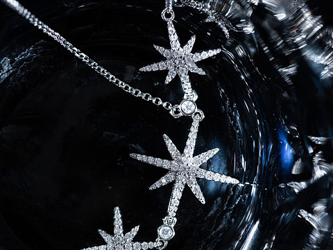 玻璃杯巧用 六芒星项链拍摄