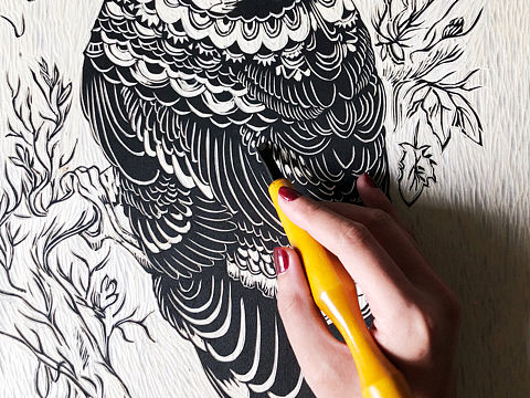 纯手工木板画 鸟类