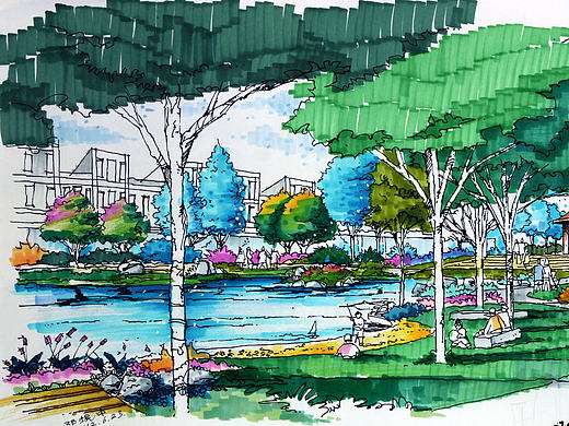 手绘习作4（个人主页-ZMTg4ODIwNDQ=） - 景观设计 - 站酷设计师DEDO得到原创素材 - 站酷ZCOOL