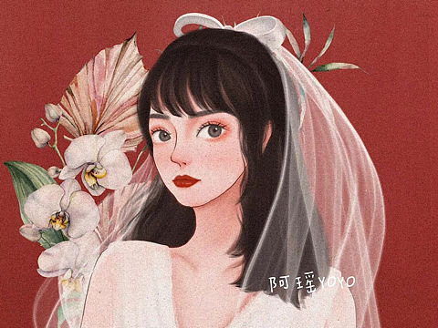 复古婚纱，复古插画系列二