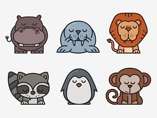 ZOO 一组插画风可爱动物