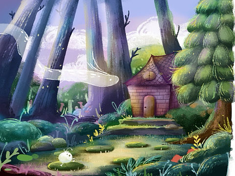 儿童插画/森林里的小木屋/D11