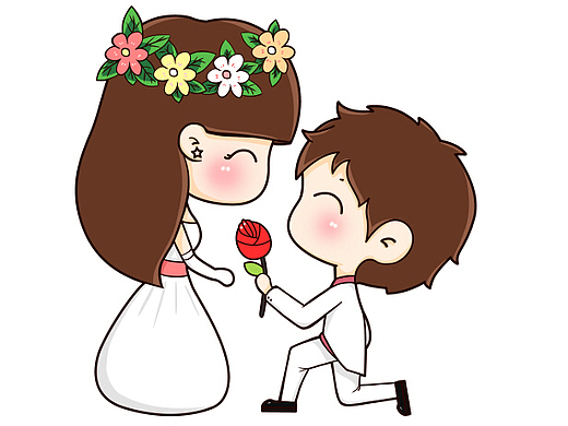 情人节求婚情侣卡通人物