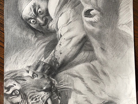 《武松打虎》素描