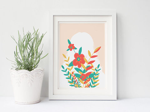 女孩与花系列插画 | 晴空