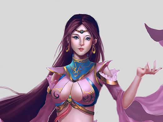 这几天赶的古风女游戏原画人设