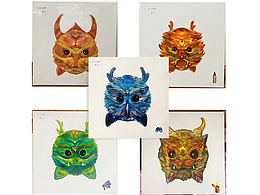 龙猫-龙之九子前五个-可以倒着看（布面丙烯40x40cm）