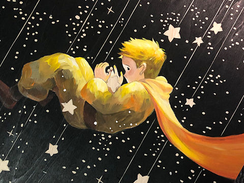 手工定制油画《小王子》油画+木版画