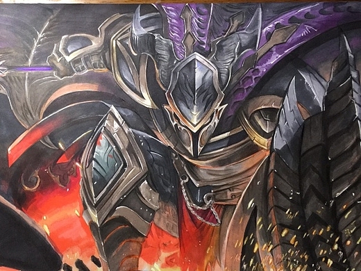 【lol】马克笔手绘-潘森屠龙勇士皮肤