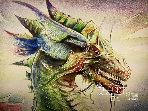 侏罗纪世界恐龙沙画《龙行天下》