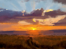 一小時(shí)場(chǎng)景速涂草原夕陽