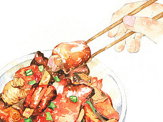 【水彩】美食—猪蹄小排骨