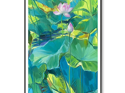 艺术家张忆杰荷塘系列油画作品